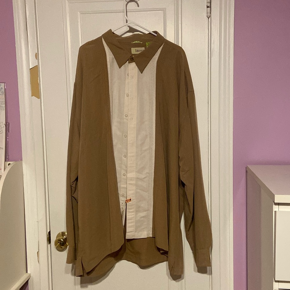Tan and cream shirt